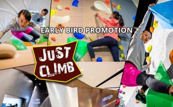 Just Climb-早起的鳥兒促銷：34% OFF 50分鐘兒童/成人室內攀登課程