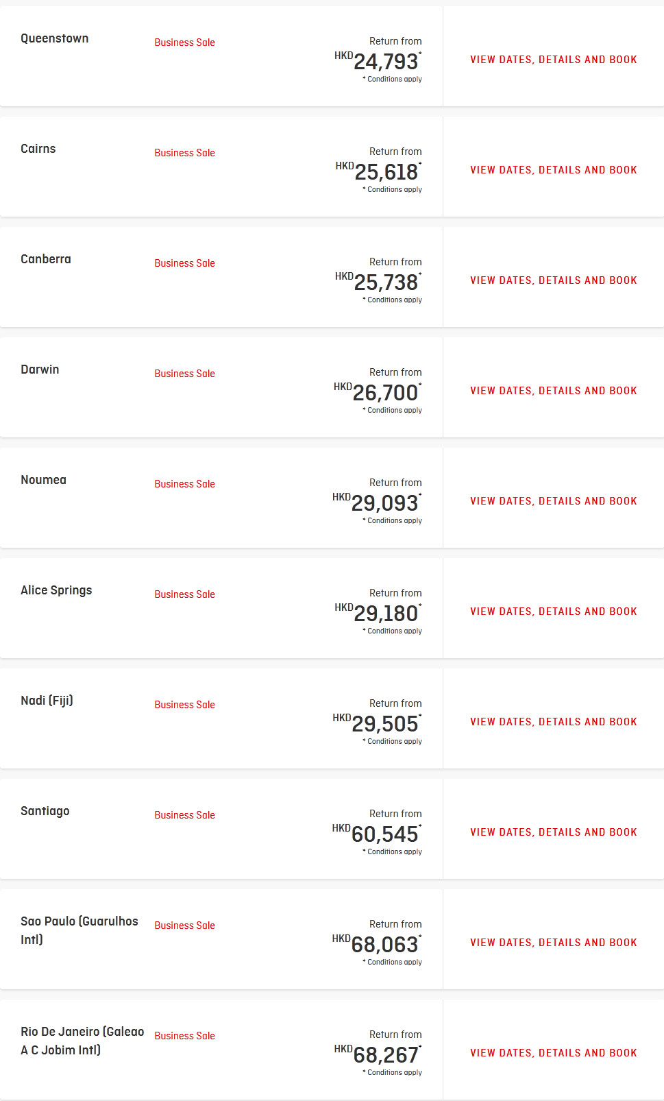 Qantas Business Fares (2) 19 Nov 2020