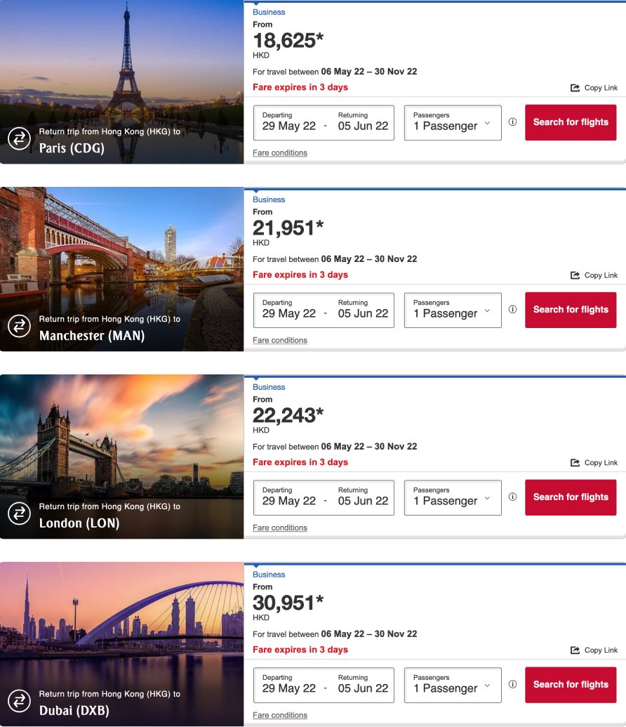 Emirates promo - From HK$2,105