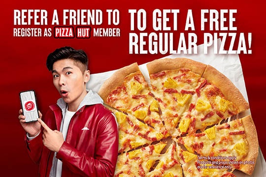 在Pizza Hut通過推薦人優惠獲得免費披薩